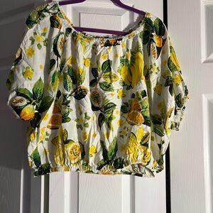 Rose & Olive Yellow and Green Puff Sleeve Blouse